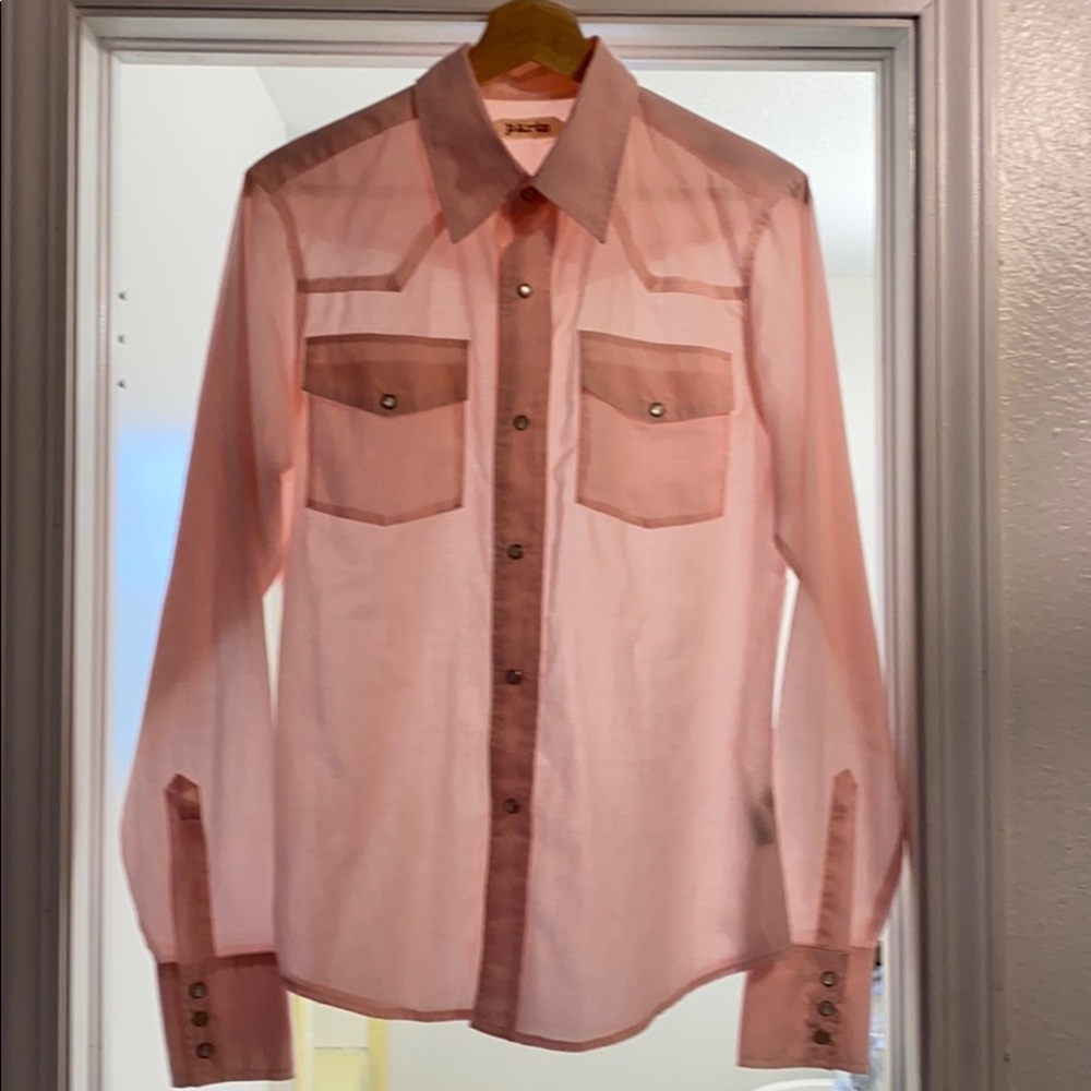 Men’s Long-sleeve Pink Western Shirt